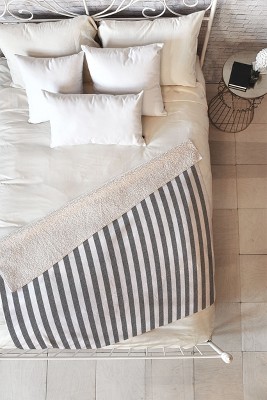 Little Arrow Design Co Stripes In Grey Fleece Blanket, 50x60 - Deny Designs