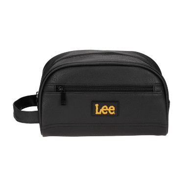 Lee Men's Toiletry Bag, PU Leather Travel Dopp Kit, Water-Resistant Men's Travel Size Toiletries Containers, Travel Essentials Hanging Cosmetic Bag