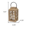 HomeRoots 13" Natural Distressed Wood And Glass Centerpiece Lantern Candle Holder - 3 of 4