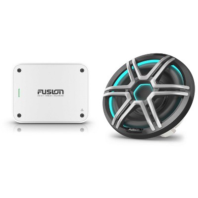 Garmin Fusion Apollo AP-SL10SPG 10" LED Marine Subwoofer Sport Grill Gray with Fusion MS-AP12000 Apollo Series Monoblock Marine Amplifier - 1100 Wa...