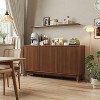 58" Wood Sideboard Buffet Cabinet with Curved Doors, Adjustable Shelves, Modern Farmhouse Storage Console for Dining Room, Coffee Bar - 2 of 4
