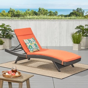 Christopher Knight Home Salem Outdoor Wicker Armless Adjustable Chaise Lounge with Cushion - 1 of 4