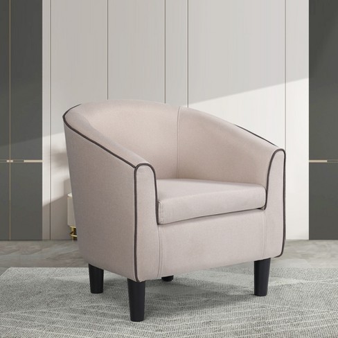 Beige armchair with discount ottoman