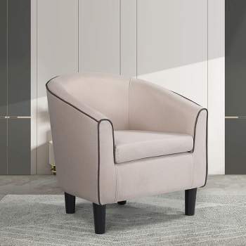 Modern Accent Armchair with Ottoman for Living Room, Bedroom, Apartment and More, Beige - ModernLuxe