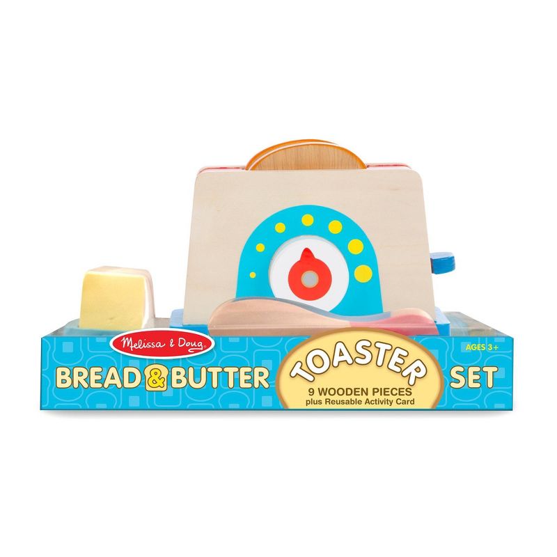 Melissa &#38; Doug Bread and Butter Toaster Set (9pc) - Wooden Play Food and Kitchen Accessories, 4 of 13
