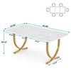 Resenkos Computer Desk, Office Desk, Study Desk,63" Executive Desk, Faux Marble Computer Desk Meeting Table,White & Gold - 3 of 3