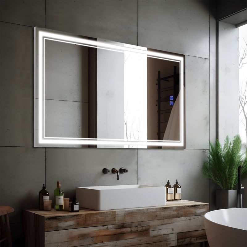 Neutypechic Oversized Bathroom Vanity Mirror LED Rectangle Anti-fog Wall Mirror, 2 of 7