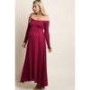 Pinkblush PinkBlush Petite Dark Burgundy Solid Off Shoulder Maternity Maxi Dress - 2 of 4