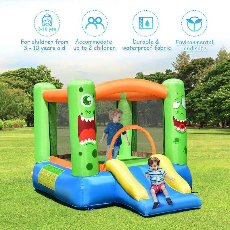 Costway Kids Playing Inflatable Bounce House Jumping Castle Game Fun Slider 480W Blower, 5 of 11