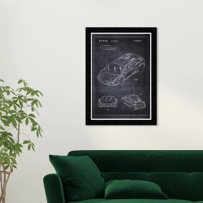 Wynwood Studio 15"x21" Lamborghini Gallardo Wall Art Black Frame: Modern Canvas, Wood Composite, Vertical Layout