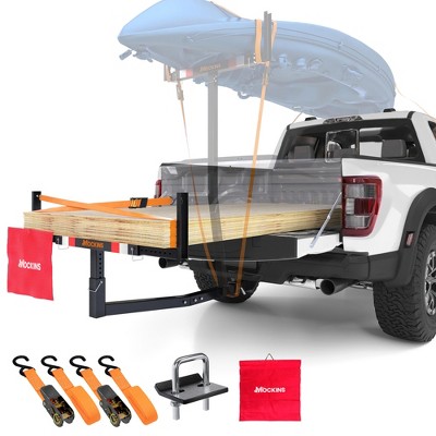 Mockins 2-in-1 Heavy Duty Truck Bed Extender w/ Stabilizer, Straps & Flag
