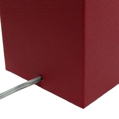 21" Red Leather Modern Table Lamp with White Shade