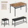 Kitchen Table with Bench, Dining Room Table Set for 4 with Upholstered Bench and Square Stools, Table Set with Storage -Black - 2 of 4