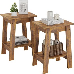 GustoWave Small End Table Set of 2, Modern Nightstand with 2 Tier Storage Shelves for Living Room, Bedroom, Office, Bathroom - 1 of 4