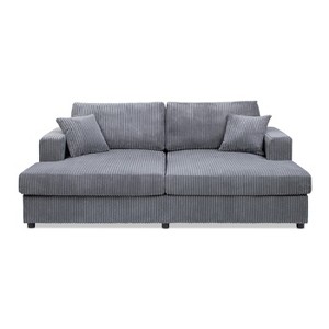 Jennifer Taylor Home Goliath 86" Oversized Double Chaise Lounge Sofa Bed, Carbon Gray Corduroy - 1 of 4