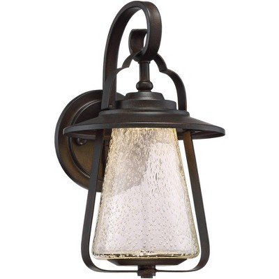 John Timberland Vintage Outdoor Wall Light Fixture LED Bronze 12 1/2" Clear Seedy Glass Lantern for Exterior House Porch Patio