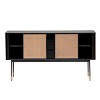 HomeRoots 59" Black And Natural Wood Two Drawer Sideboard with Two Sliding Doors - 4 of 4