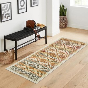 Washable Runner Rug 2x8 Floral Runner Rug for Hallway Print Distressed Runner Carpet Non-Slip Accent Throw Rug for Kitchen Bathroom - 1 of 4