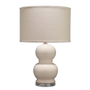 Bubble Ceramic Table Lamp with Drum Shade Cream Splendor Home Modern Linen Shade UL Listed 3 Way Switch