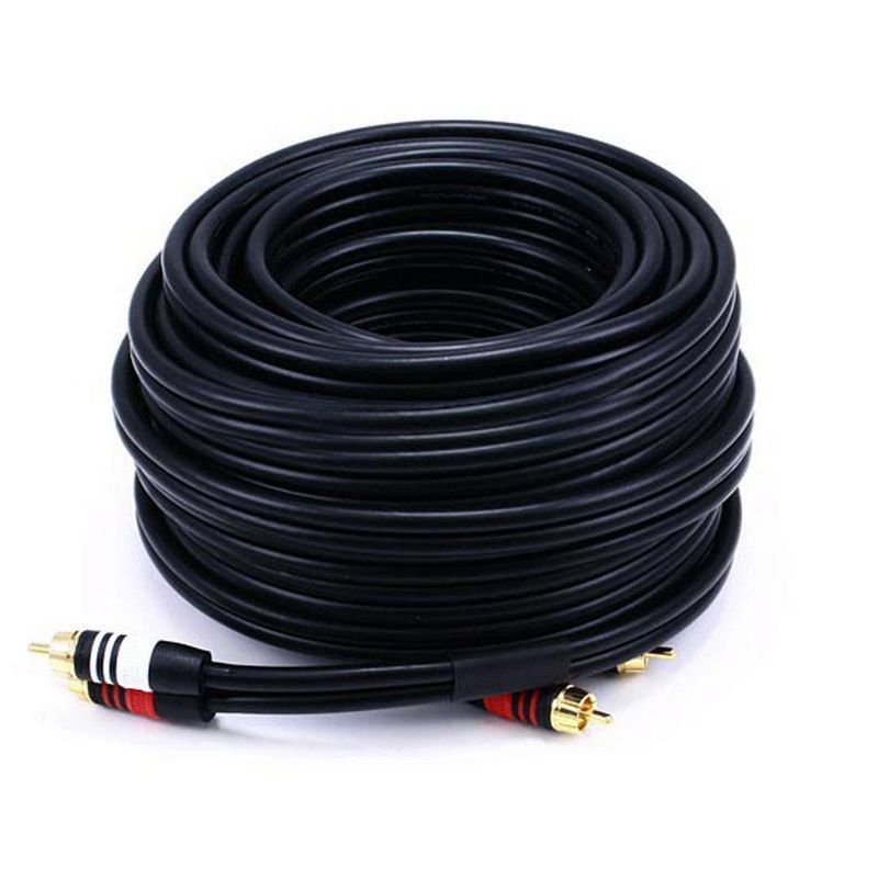 Monoprice Premium Two-Channel Audio Cable - 50 Feet - Black | 2 RCA Plug to 2 RCA Plug 22AWG, Male to Male, 1 of 3