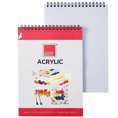 Colour Block 15 Page Blank Notebook 9"x12" White: Spiral Sketchbook, Hard Cover, Plain Paper, All Ages