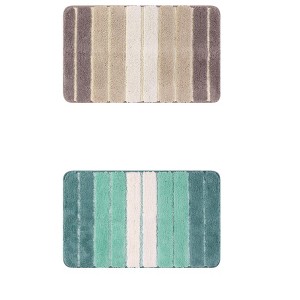 Unique Bargains Non-Slip Water Absorbent Soft Shaggy Rubber Back Bath Mats 2 Pcs - 1 of 4