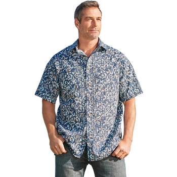 Boulder Creek By Kingsize Men's Big & Tall Off-shore Short-sleeve Sport  Shirt By - Tall - 5xl, Navy Blue : Target