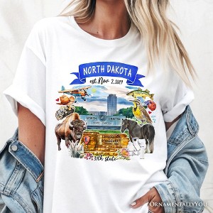 Artistic North Dakota State Themes and Landmarks T-Shirt, Tee for History and Travel Lovers| OrnamentallyYou - 1 of 4