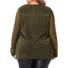 Agnes Orinda Women's Plus Size Christmas Rhinestone Glitter Sheer Long Sleeve V Neck Blouses - 4 of 4