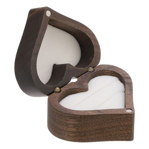 Unique Bargains Heart Shaped Wooden Ring Boxes Jewelry Storage - 1 of 4