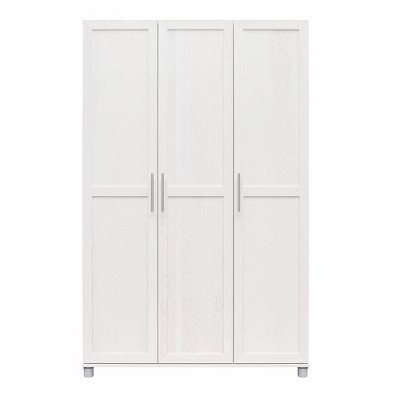 Camberly 3 Door Wall Cabinet with Hanging Rod, Ivory Oak – Ameriwood