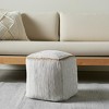 18" Gray and Natural Cotton And Jute Cube Pouf Ottoman - 2 of 4