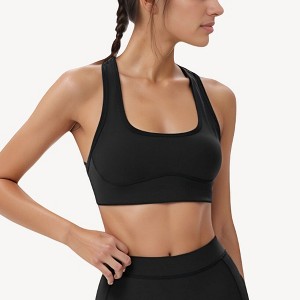 Anna-Kaci Active Women's Scoop Neck Racerback Sports Bra with Wide Straps and Seamless Underbust Design - 1 of 4