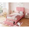 Twin Bed Frame with Storage Drawer and Headboard, Velvet/Boucle Upholstered Twin Platform Bed Frame for Girls - 2 of 4