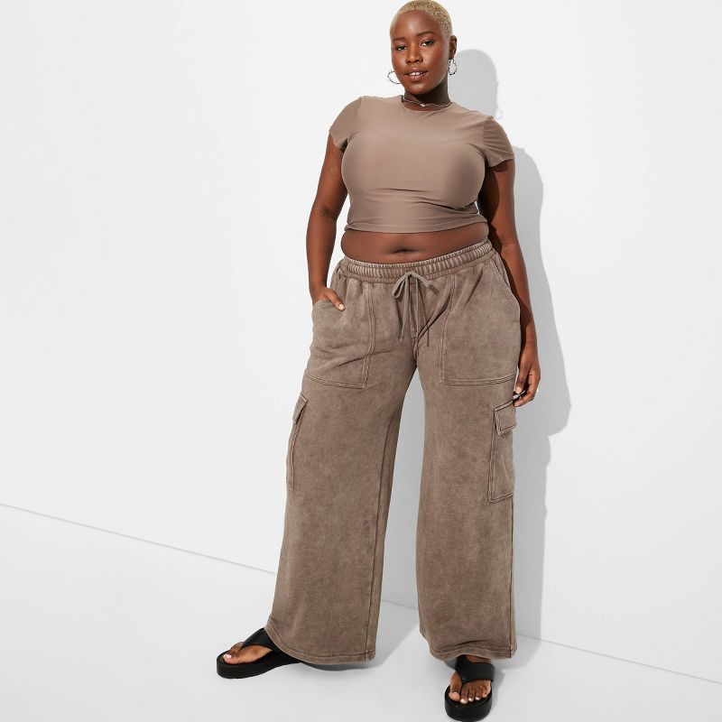 Women's High-Rise Wide Leg Baggy Cargo Sweatpants - Wild Fable™, 1 of 10