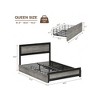 Bed Frame With Headboard, Industrial Platform Bed Frame with 4 Storage Drawers and Charge Station, Strong Metal Slats Support. - 2 of 4