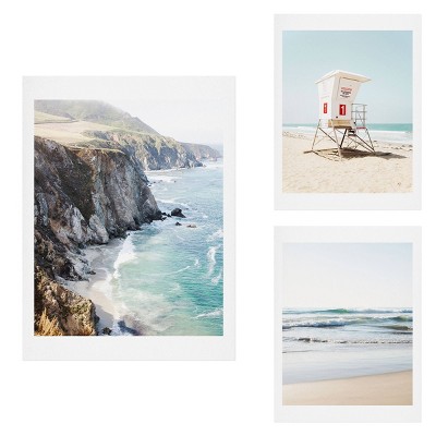 Set of 3 Bree Madden Big Sur Waves Gallery Decorative Wall Arts - Deny Designs: Polyester, Modern Style, Nature Prints