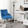 Costway Blue Velvet Office Chair Tufted Upholstered Swivel Computer Desk Chair Nailed Trim - 2 of 4