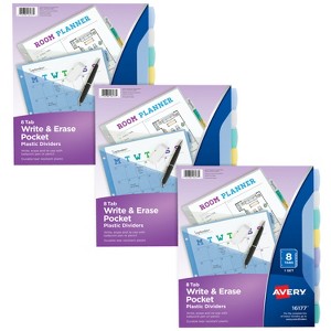 Avery Write & Erase Pocket Plastic Dividers for 3 Ring Binders, 8-Tab Sets, Multicolor, Works With Sheet Protectors, 3 Sets (31701) - 1 of 4