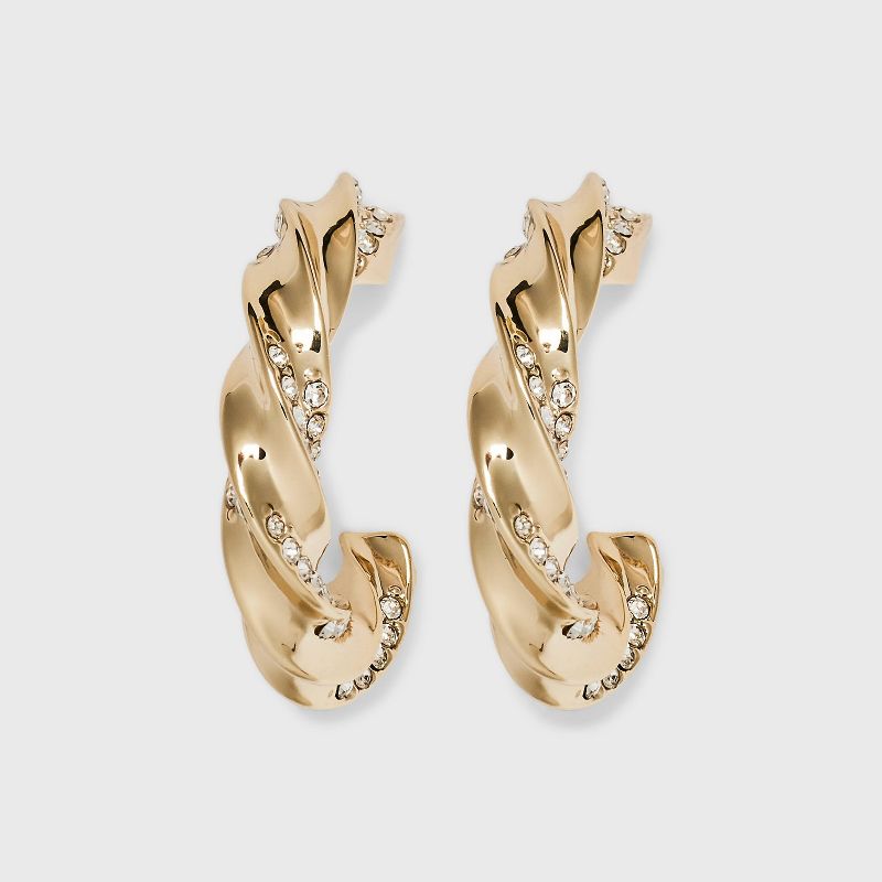 Twisted Crystal Hoop Earrings - A New Day&#8482; Gold, 1 of 8