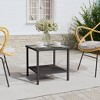 vidaXL Black Poly Rattan Side Table - Tempered Glass Tabletop - Durable Powder-Coated Steel Frame - 2 of 4