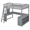 Polibi Full Size Wood Loft Bed with Built-In U-Shaped Desk, Vanity Mirror Station & Storage Shelves - 3 of 4