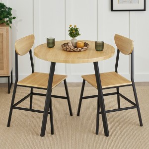 Best Choice Products 3-Piece Mid-Century Modern Round Dining Set w/ 2 Chairs, Angled Legs - 1 of 4