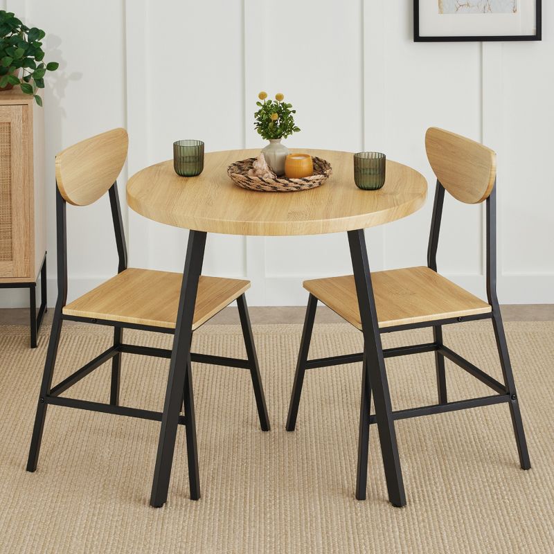 Best Choice Products 3-Piece Mid-Century Modern Round Dining Set w/ 2 Chairs, Angled Legs, 1 of 9
