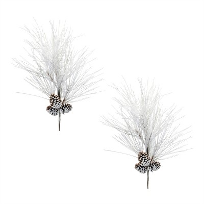 Flocked Long Neddle Pine Spray (Set of 2)