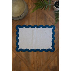 Ruffle Edge Placemat – 19" Tall Ocean Blue Dining Accent by Kalalou - 1 of 4