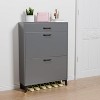 Shoe Storage Cabinet with 2 Flip Drawers, Freestanding Shoe Organizer with Storage Drawer, Modern Hidden Slim Narrow Shoe Rack Cabinet - 4 of 4