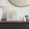 Decorative Ceramic Arch Bookends - Sculptural Book Accessories for Home Library, Bookshelf, Office Decor, or Coffee Table - Set of 2, 6", White - 2 of 4