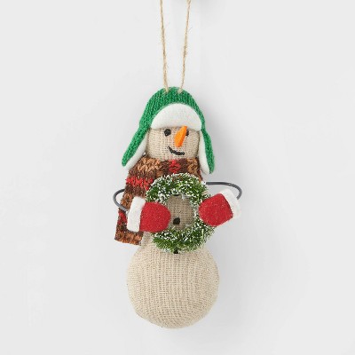 Snowman with Wreath Christmas Tree Ornament - Wondershop™