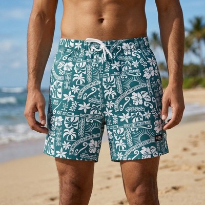 HEAT Swimwear Men's UPF 50+ 17" Green Malibu Beach Bathing Suit X large — фото 2